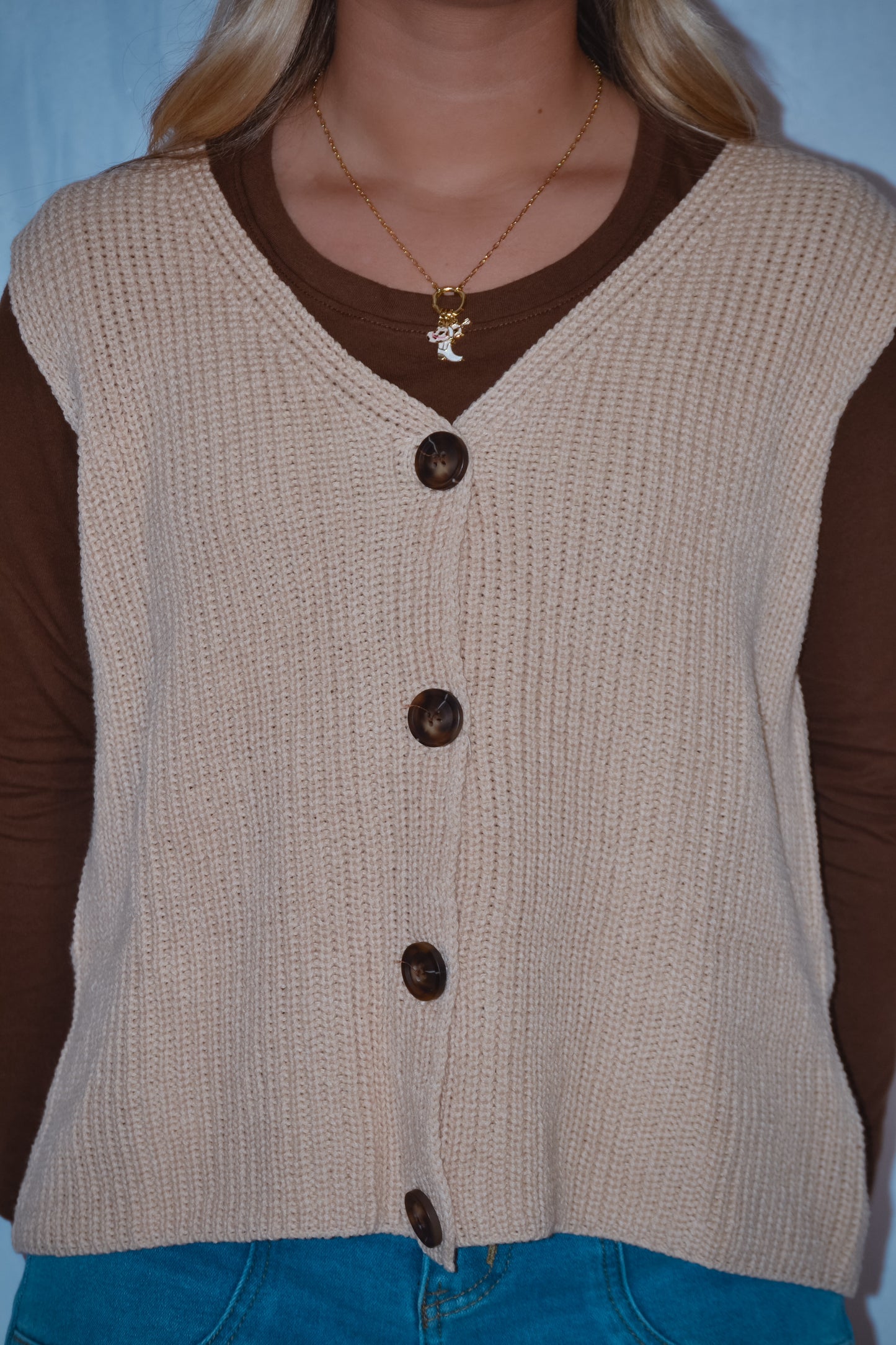 Cream Button Vest