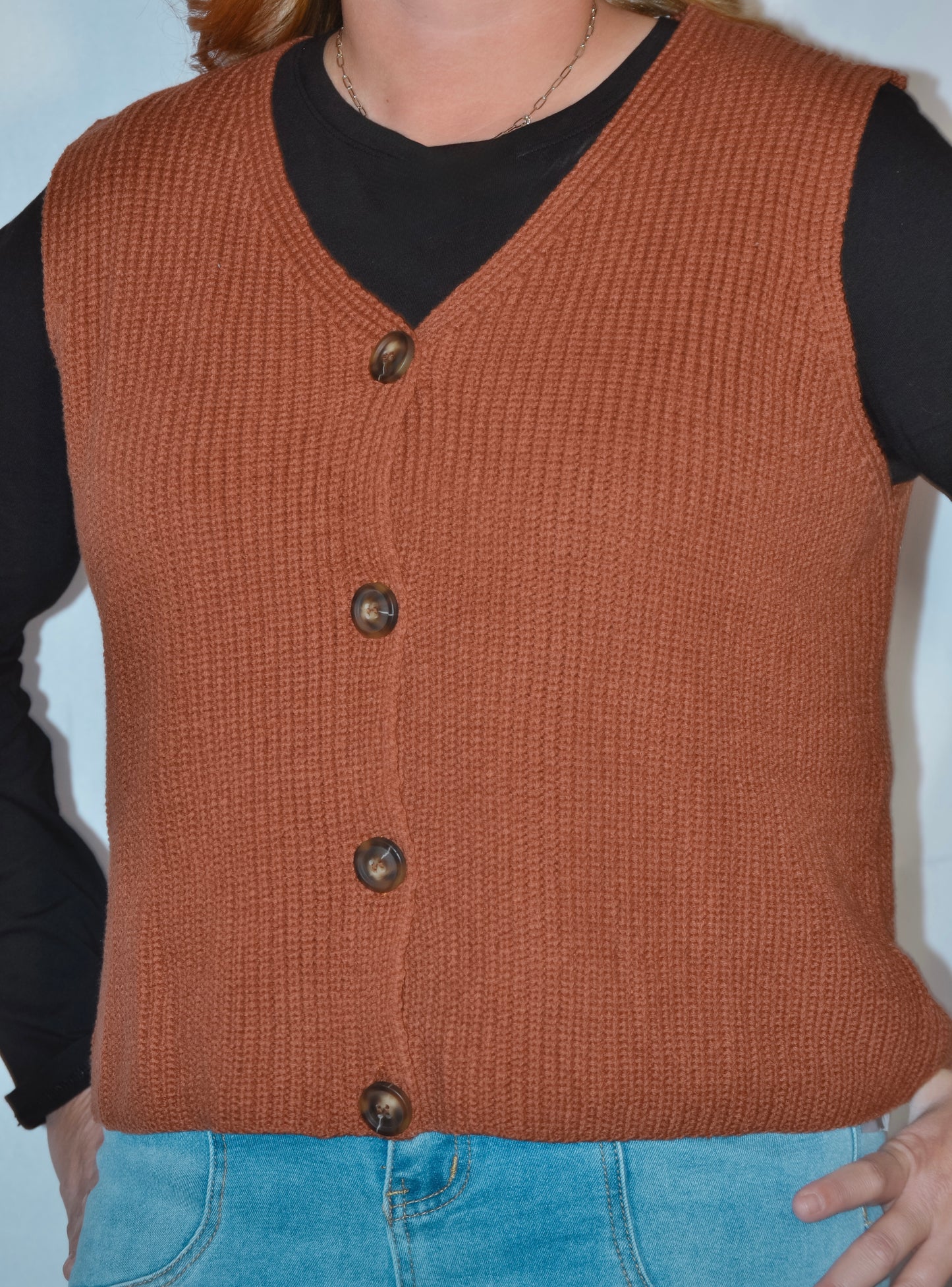 Rust Button Vest