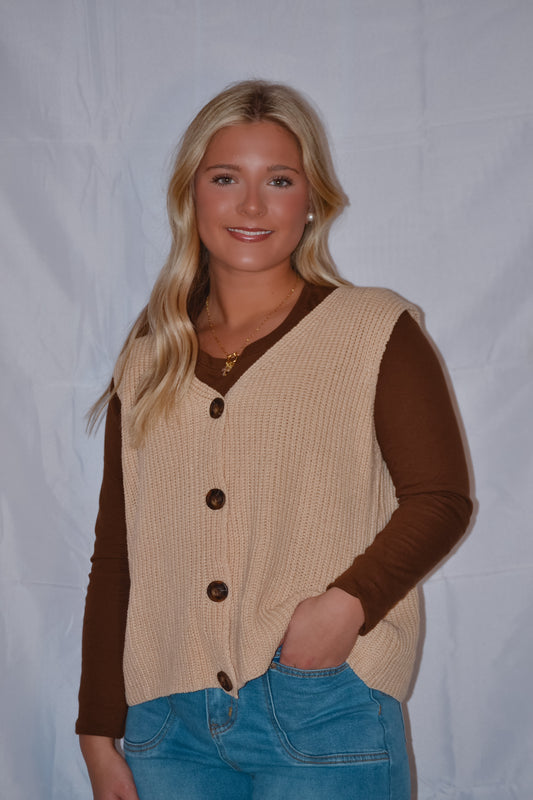 Cream Button Vest
