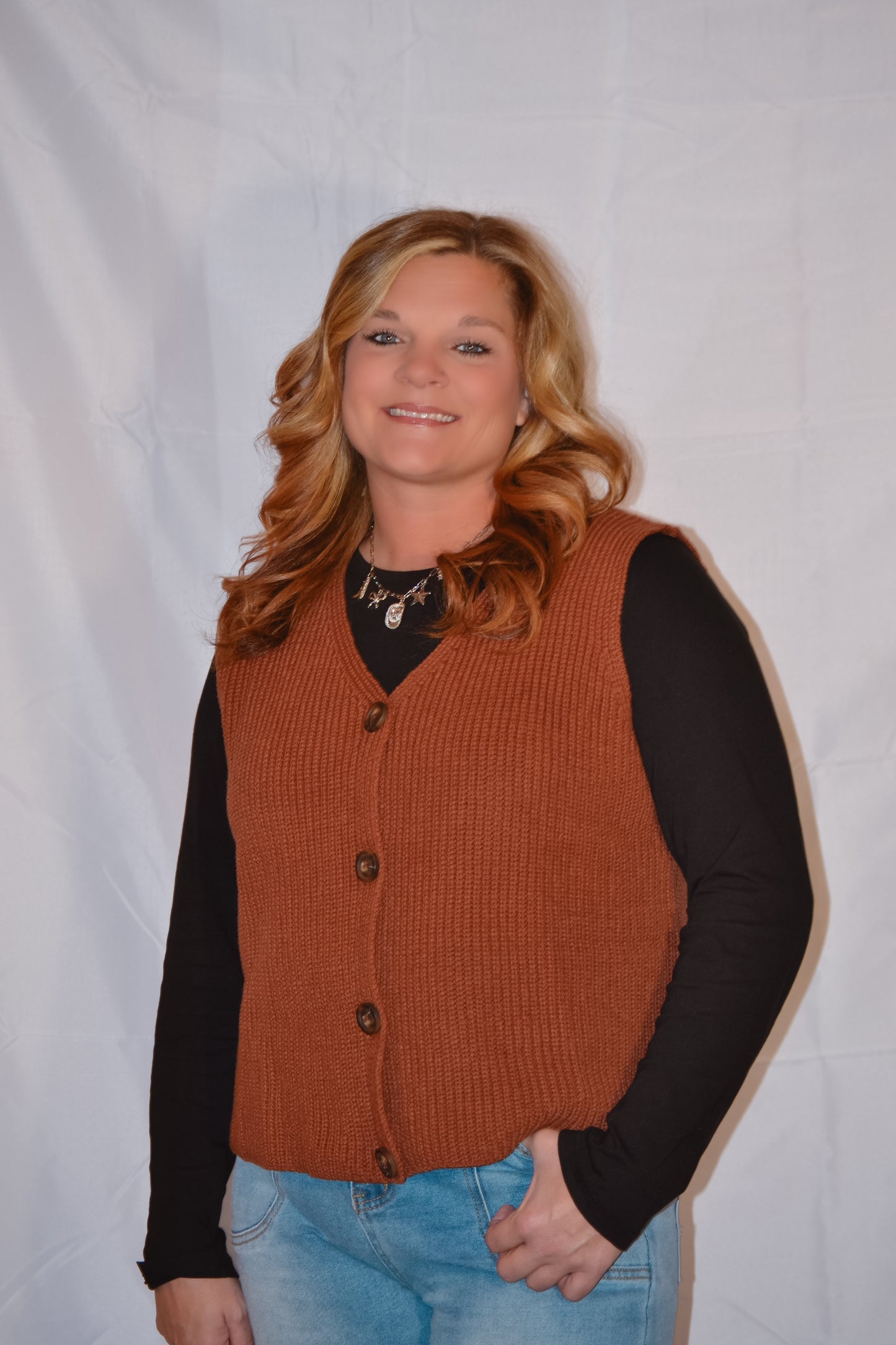 Rust Button Vest