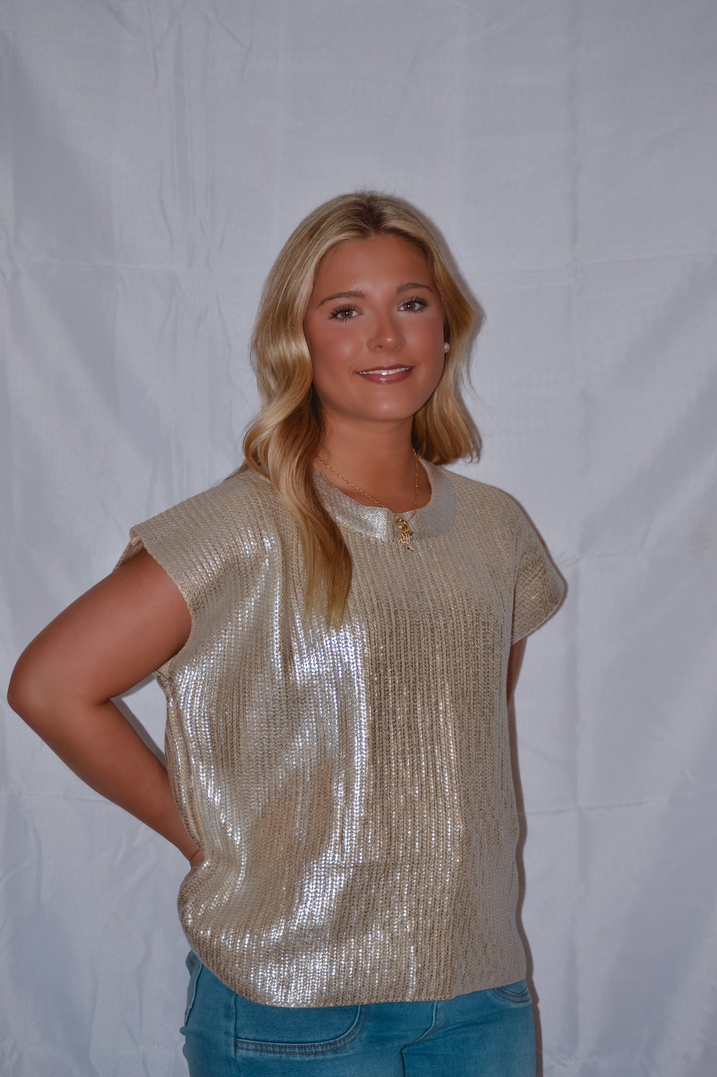 Metallic Pearl Top