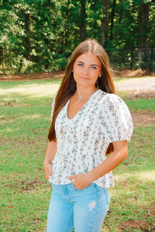 The Garden Party Tie Front Top