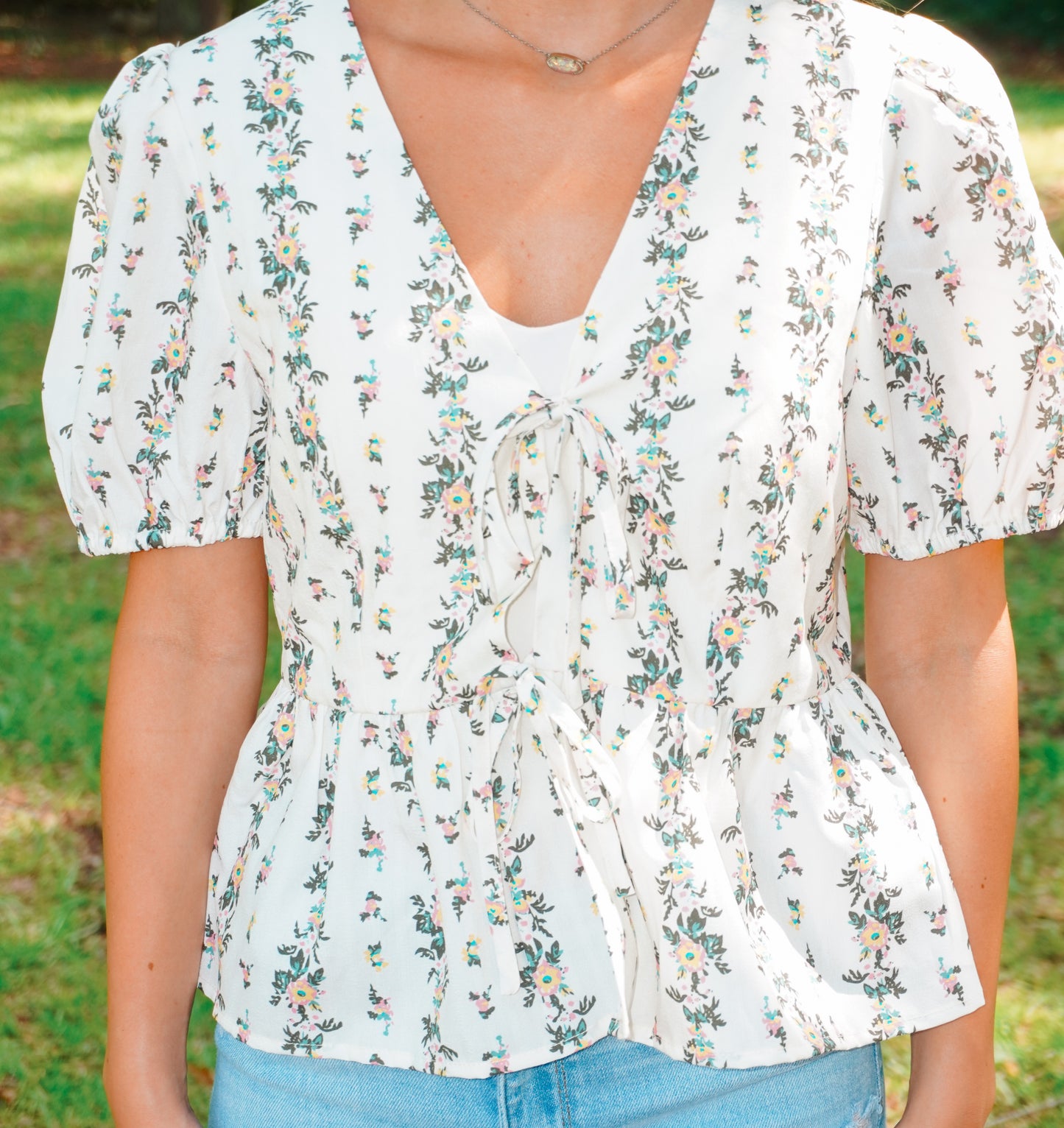 The Garden Party Tie Front Top