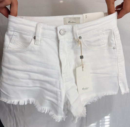 KanCan White High Rise Mom Shorts