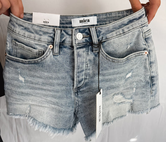 Mica High Rise Frayed Denim Shorts