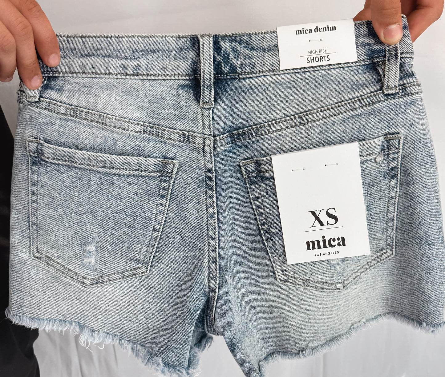Mica High Rise Frayed Denim Shorts